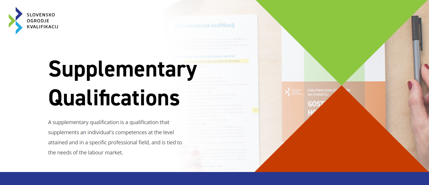 Front page cover of the subpage Supplementary qualifications in the design of the SQF portal.