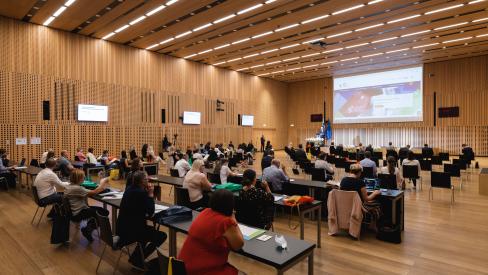 Picture of the conference hall at Brdo with participants of the conference International Conference: 10 years of Slovenian Qualifications Framework.