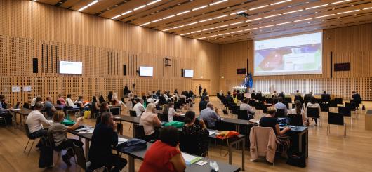 Picture of the conference hall at Brdo with participants of the conference International Conference: 10 years of Slovenian Qualifications Framework.